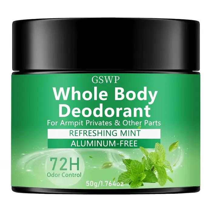 Baume déodorant menthe GSWP pour tout le corps : Parfum frais, Contrôle des odeurs 72 heures, Textur