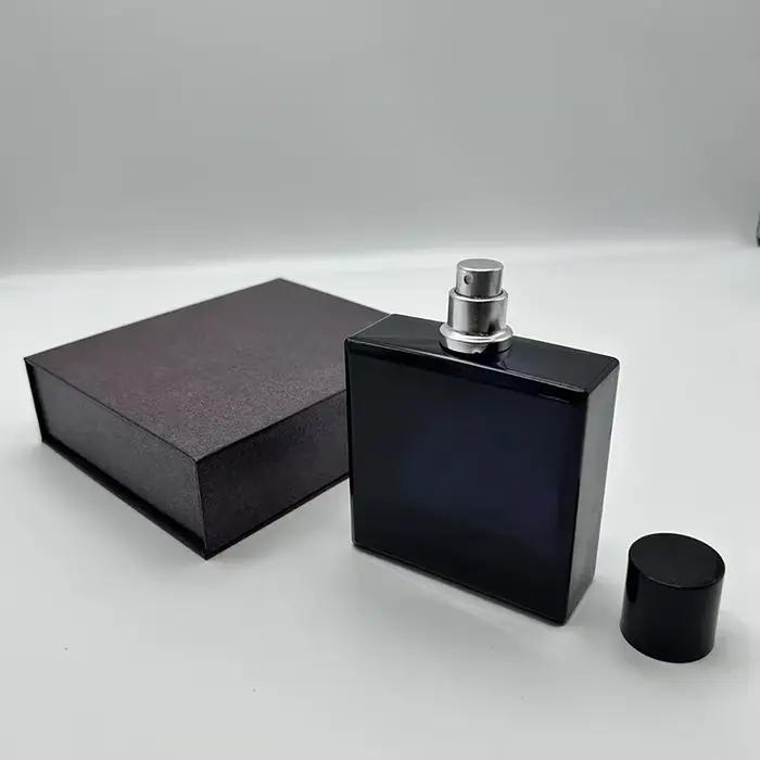 Lot de 5 flacons de parfum noirs de 100 ml avec emballage, logo personnalisé, rechargeables, vides, avec emballage, vente en gros