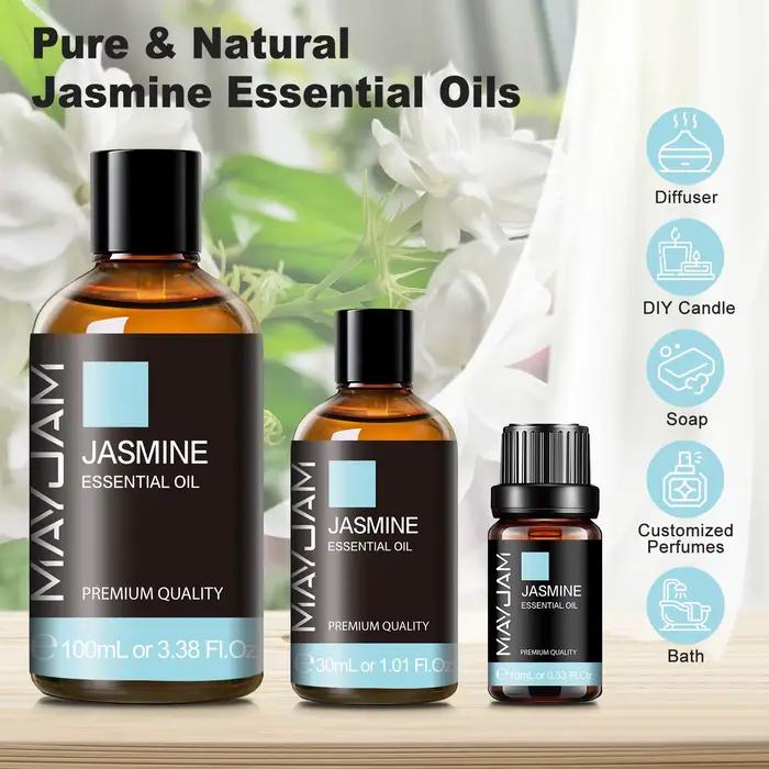Huile essentielle MAYJAM pour diffuseur et bougie avec bergamote, lavande, jasmin, eucalyptus, vanille et bois de santal pour ambiance relaxante et cadeau spécial