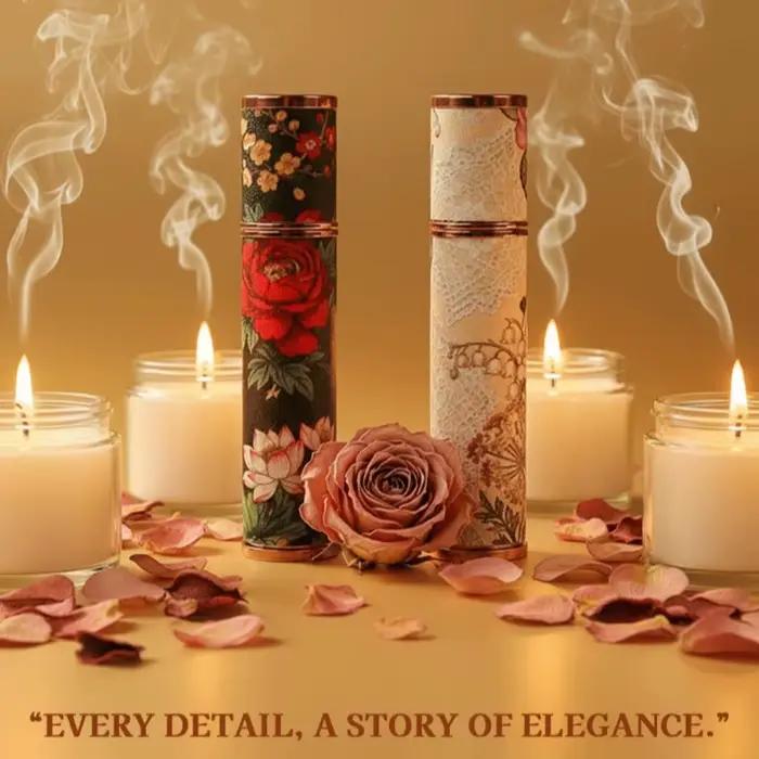 Flacon de parfum vintage floral en cuir 10 ml