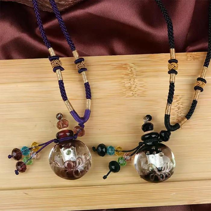 Bouteille de parfum en verre baroque, collier suspendu, décor, flacons d'huile essentielle portables, bouteille d'arôme, bijoux, pendentif désodorisant de voiture