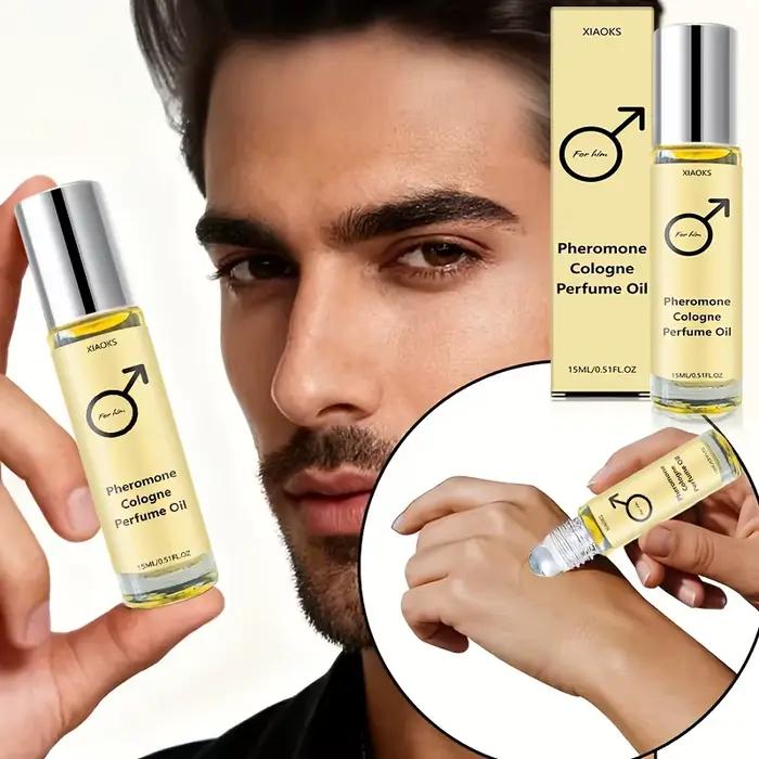 Huile Essentielle de Cologne aux Phéromones pour Hommes – Cologne pour Hommes au Parfum Boisé, Parfum Longue Durée, Format Roll-On, Léger, Portable