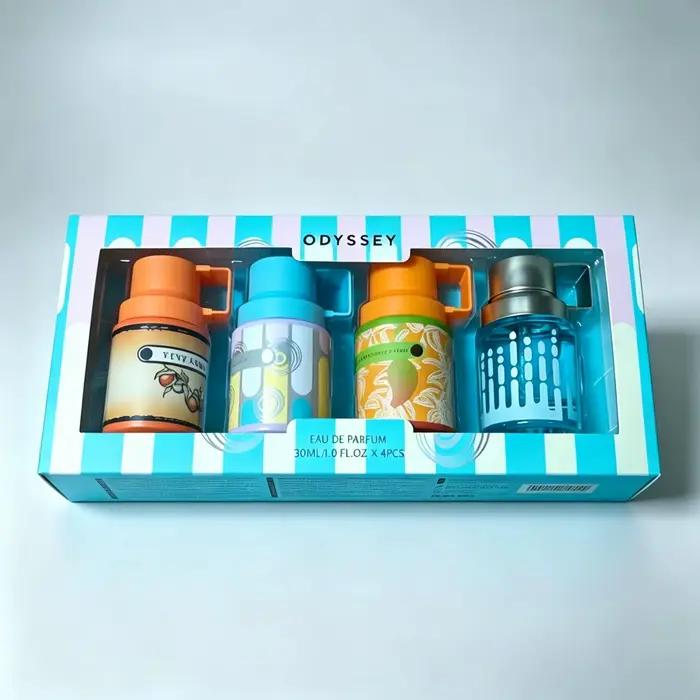 Coffret cadeau Odyssey Spectra 4 pièces 30 ml le plus vendu : Parfum pour femmes et hommes avec thermos arabe du Moyen-Orient