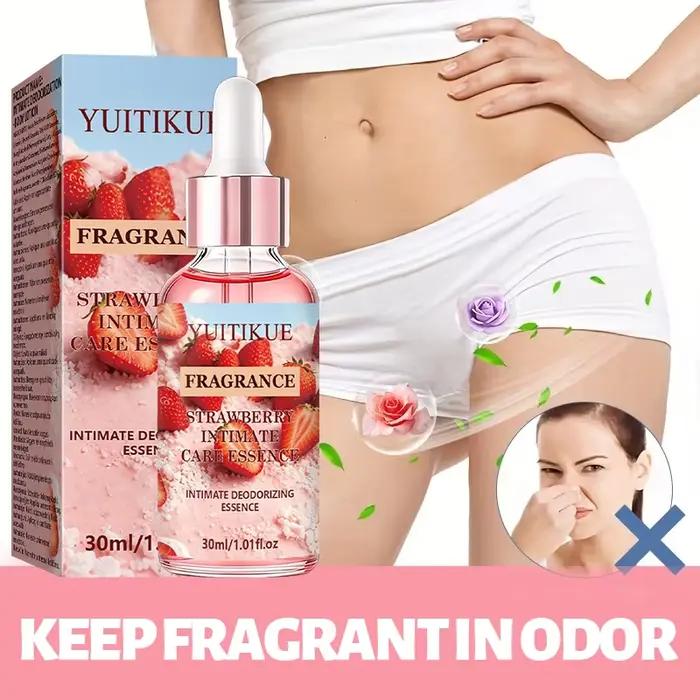 YUITIKUE 1.01fl oz Essence Déodorante Privée Douce Hydratante Parfum Fraise Fraîche Huile de Soin Intime pour Femme