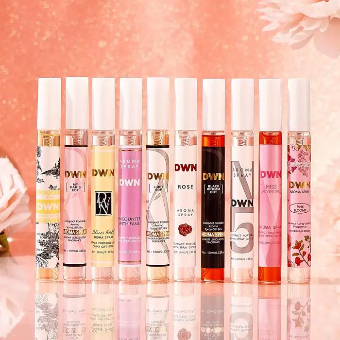 Ensemble de 10 parfums sans alcool pour femmes (boîte cadeau romantique et élégante, parfum floral longue durée)