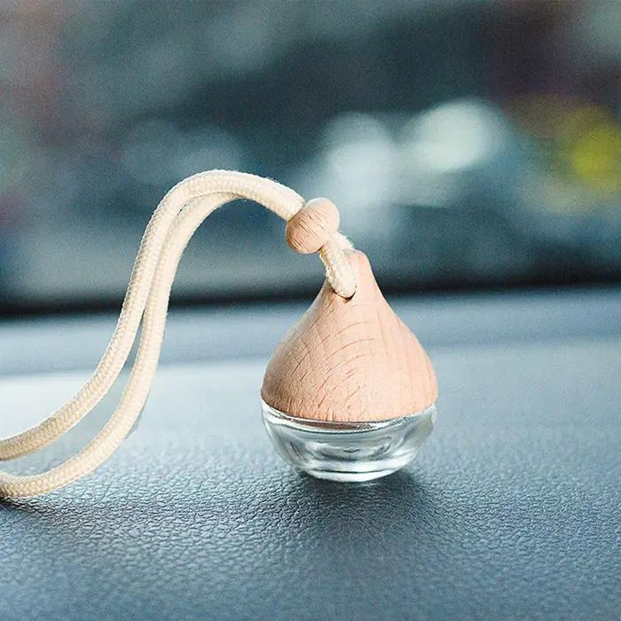 Diffuseur de parfum vide pour voiture, flacon en verre avec bouchons en bois, rechargeable, pour huiles essentielles, accessoires automobiles