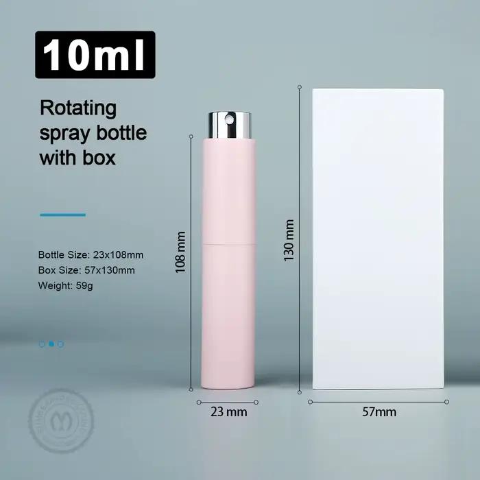 Flacons de parfum rechargeables 10ml avec boîte cadeau pour usage personnel ou cadeau, pulvérisation rotative à brume fine, personnalisable avec logo, coffret cadeau élégant pour occasions spéciales