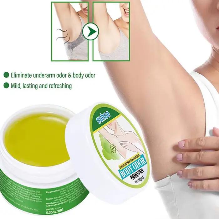  Crème anti-odeurs corporelles 10g, éliminateur d'odeurs de sueur sous les aisselles, baume déodorant anti-transpirant rafraîchissant, soin corporel longue durée