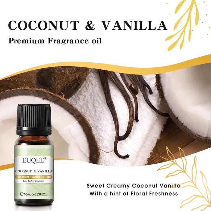 EUQEE 10ML huile parfumée série florale pour aromathérapie, fabrication de bougies, huiles aromatiques de tarte de citrouille de Magnolia japonaise de noix de coco et de vanille