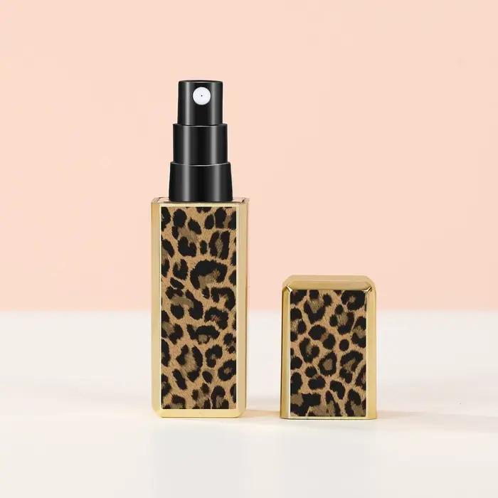 Flacon de parfum carré texturé imprimé léopard 5 ml, rechargeable, portable, pour voyage, avec charg