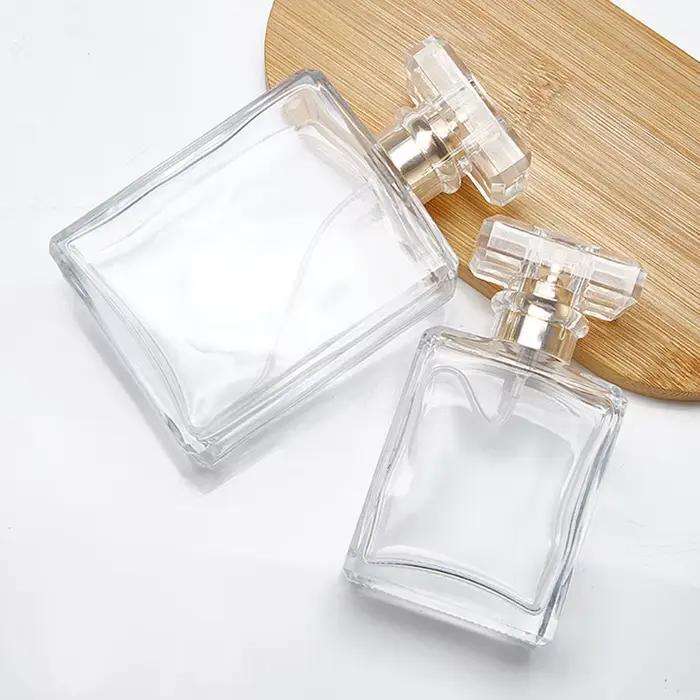 Flacon pulvérisateur de parfum en verre carré plat 30/50/100 ml