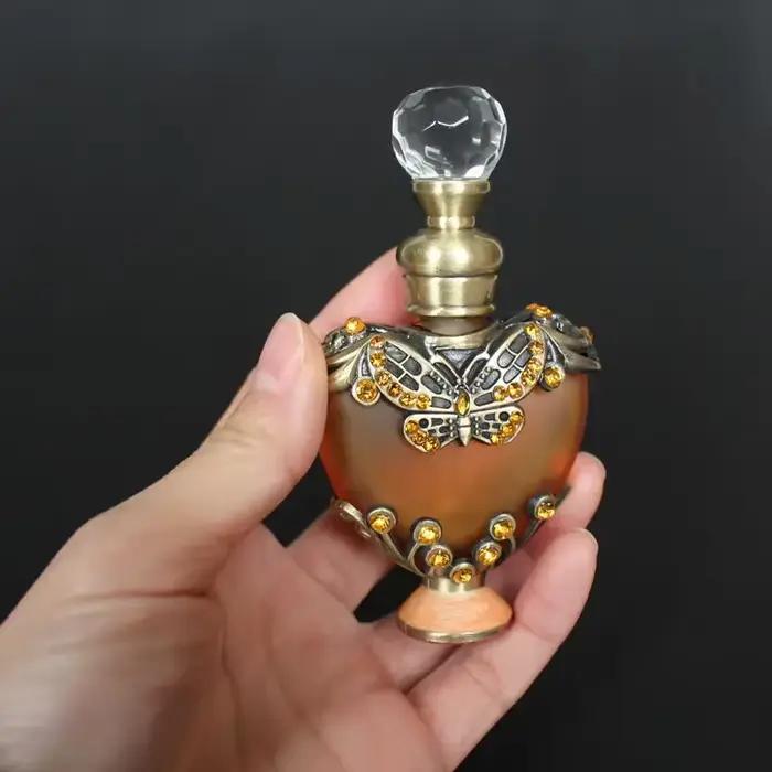 Bouteille de parfum en métal en forme de cœur Vintage de 10ml