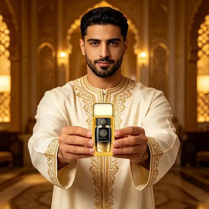 Cologne solide arabe portable pour hommes, parfum oriental boisé, parfum solide longue durée, baume corporel de poche pour hommes.