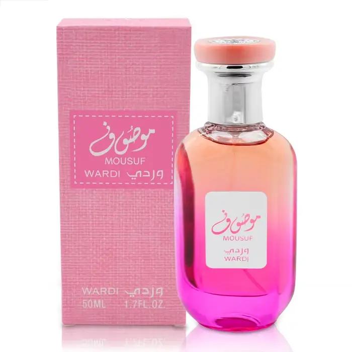 Eau de parfum Mousuf Wardi notes florales et fruitées parfum longue durée spray pour femmes occasions spéciales élégance sophistiquée
