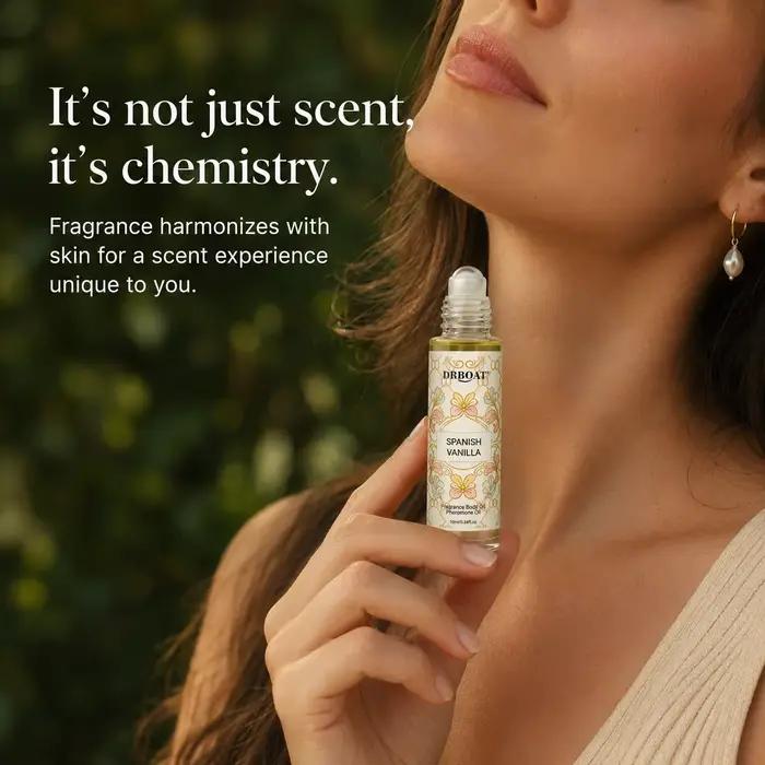 Huile de parfum corporelle roll-on à la vanille 10 ml, huile corporelle portable au parfum de vanille espagnole, douce et sucrée, idéale pour les voyages ou les rendez-vous
