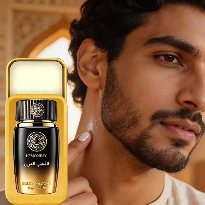Cologne solide arabe portable pour hommes, parfum oriental boisé, parfum solide longue durée, baume corporel de poche pour hommes.