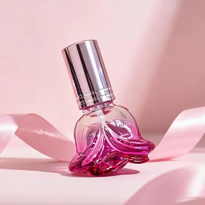 Flacon de parfum vide en verre coloré en forme de rose