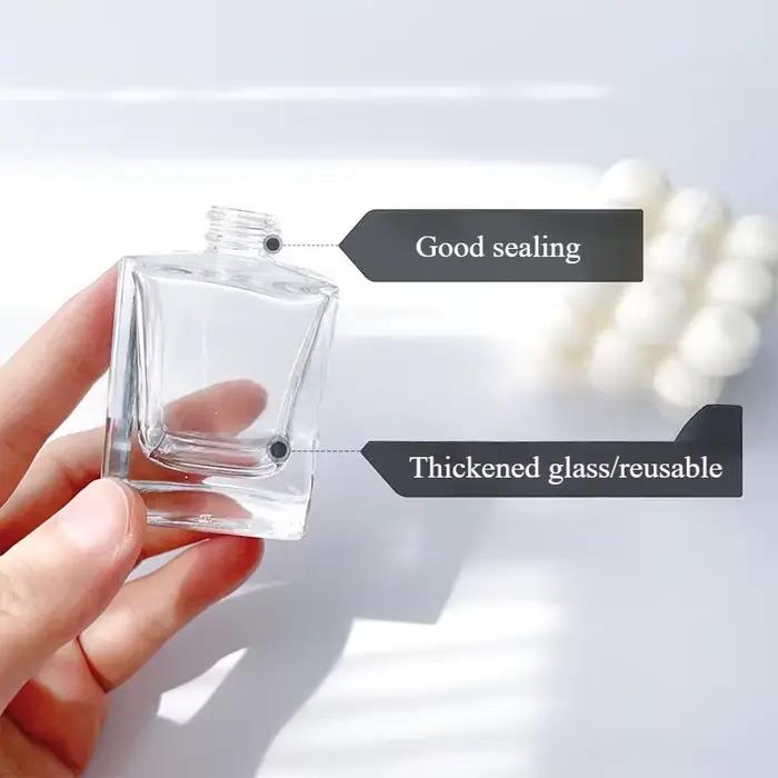 Flacon de parfum en verre de 30 ml avec atomiseur à brume fine, couvercle en bois, flacon pulvérisateur vide, contenants cosmétiques, emballage de voyage